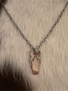 ❤️ Horse Head Silhouette Sterling Silver Hand Crafted Unisex Pendant 1.52”L